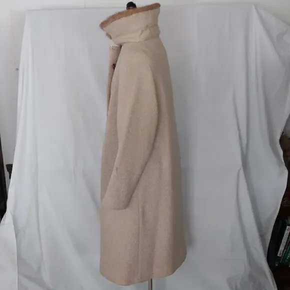 Vtg Glenbrooke Womens Wool Double Breasted winter coat with mink collar - Picture 8 of 12